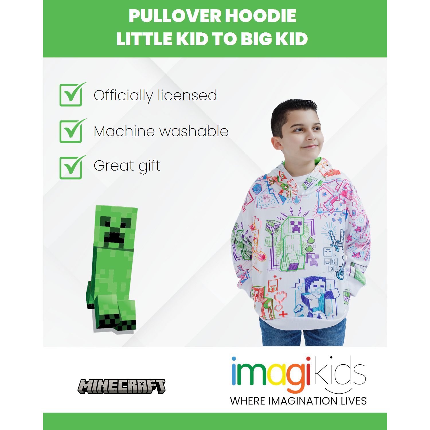 Fleece Pullover Hoodie Little Kid to Big Kid Sizes (4 - 18-20)