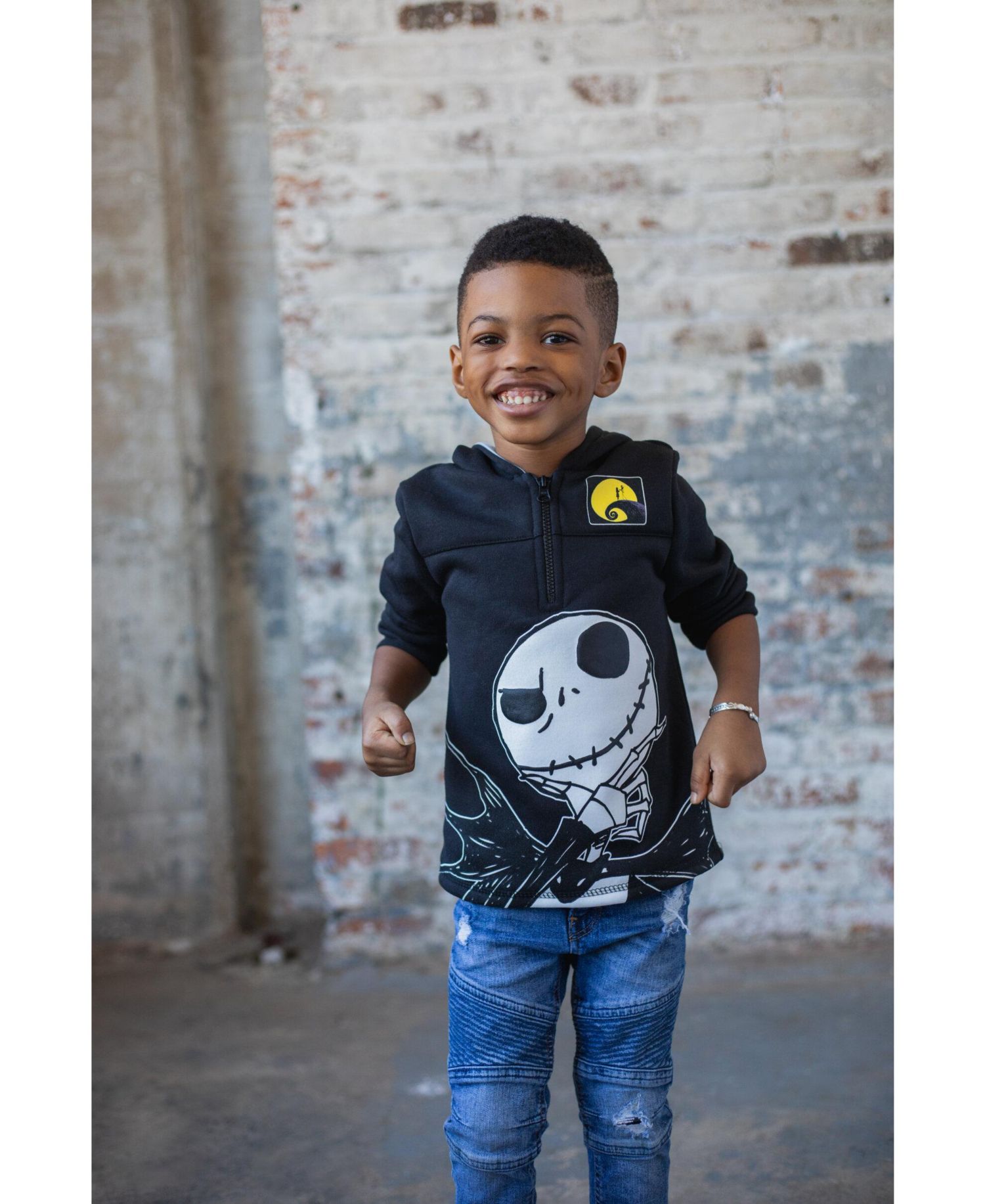 Toddler Boys Nightmare Before Christmas Jack Skellington Oogie Boogie Sally Fleece Quarter Zip Hoodie to