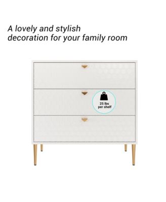 32"Tall 3-Drawer Storage Cabinet Dresser Chest