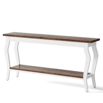 70.9 Inches Extra Long Sofa Table Behind Couch, Vintage Console Entry Table with 2-Tier Storage