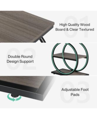 Narrow End Table with 3 Storage Shelves, Wood Side Table with Black Metal Frames, Industrial Sofa Side Table, Nightstand and Bedside Table