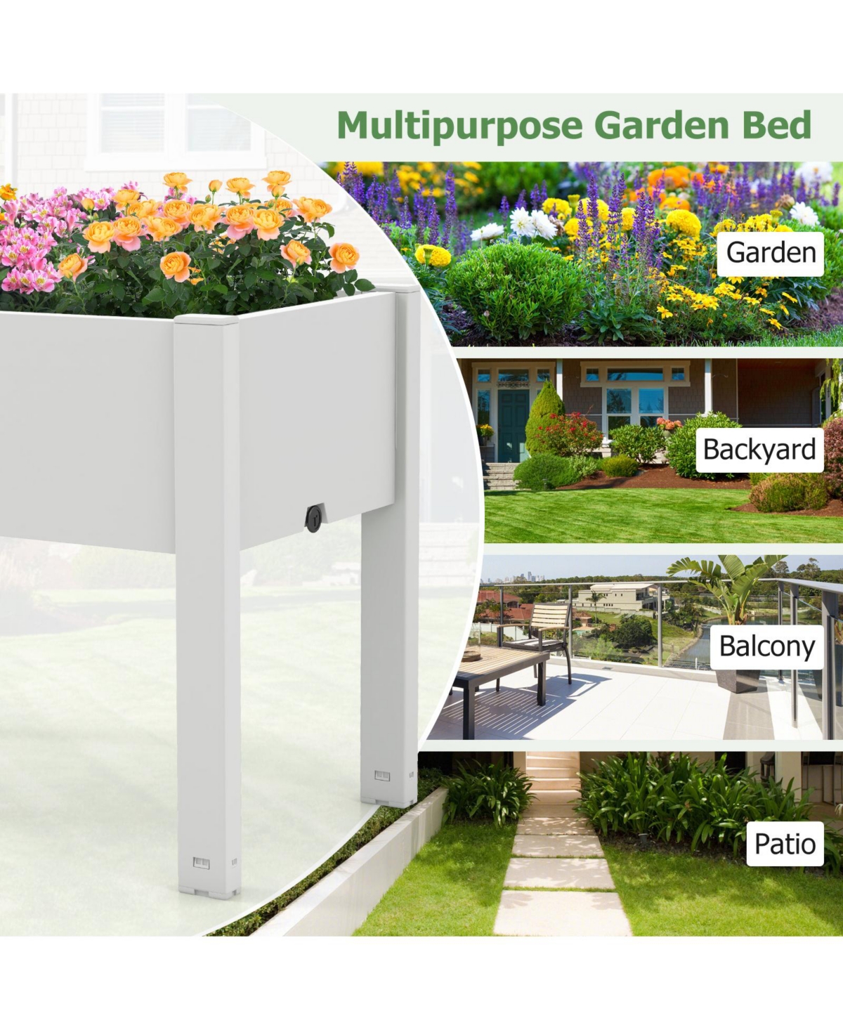 Slickblue Raised Bed Grow Box Self-Watering Planter Box Stand with Water Level Monitor