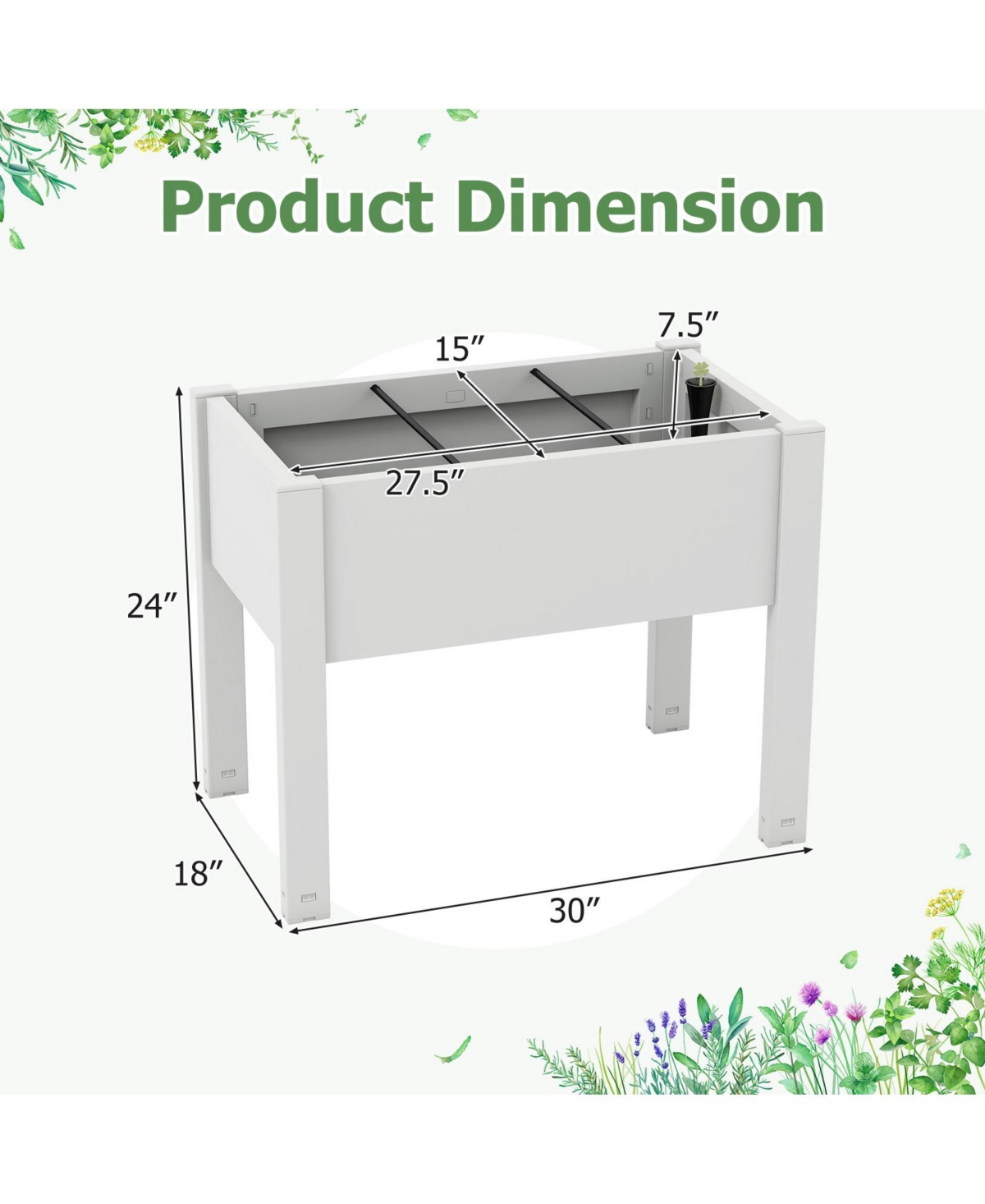 Slickblue Raised Bed Grow Box Self-Watering Planter Box Stand with Water Level Monitor