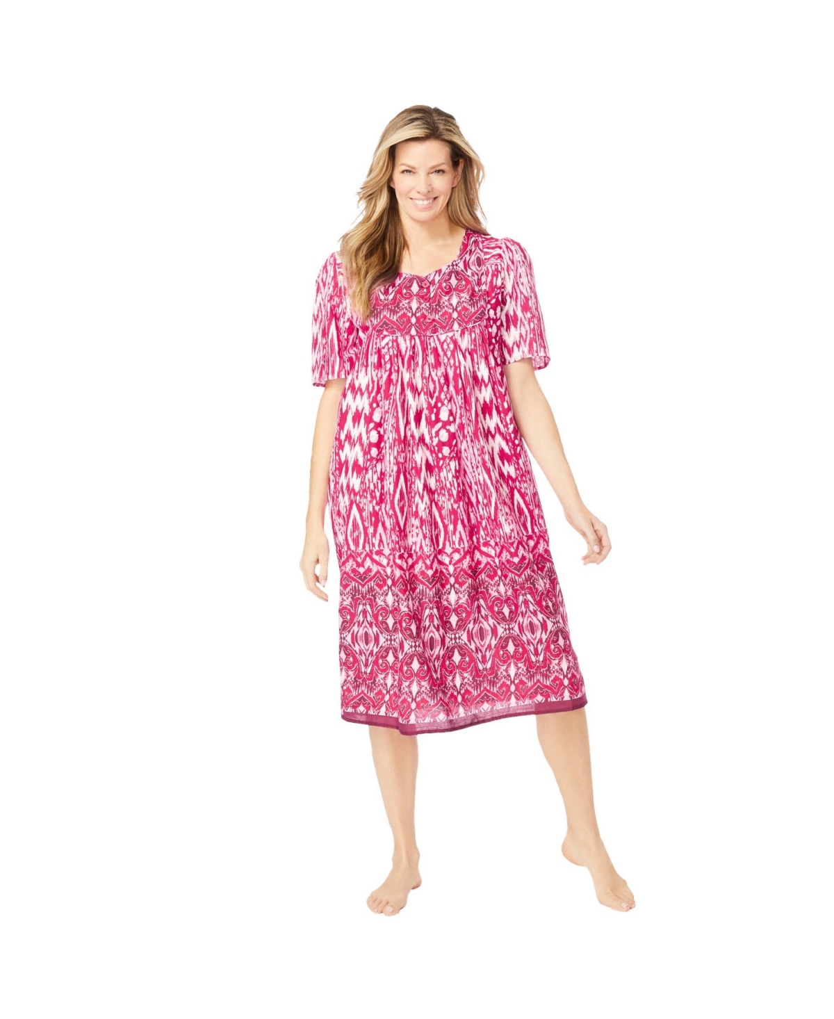 Plus Size Only Necessities Mixed Print Short Lounger - French toast romantic floral