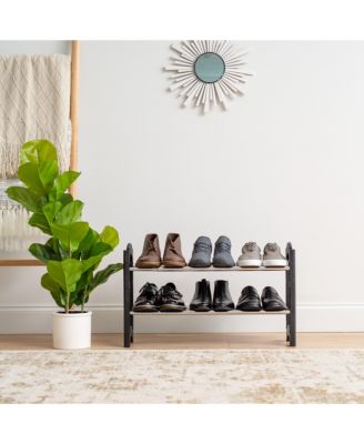 2 Tier Extendable and Stackable Freestanding Metal Shoe Racks for Entryway