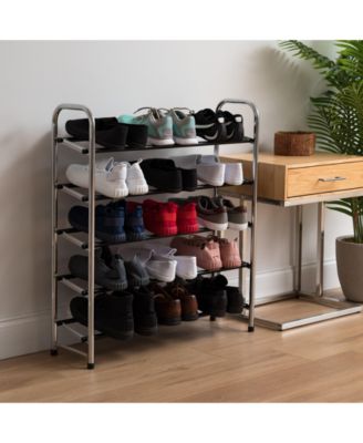 5-Tier 15 Pairs Stackable Freestanding Shoe Racks for Entryway, Silver