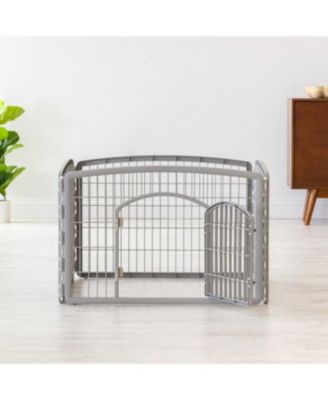 24-inch Exercise 4-Panel Pet Playpen with Door, Silver