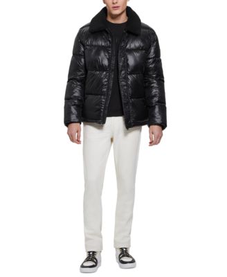 Men's Puffer Jacket with Sherpa Collar