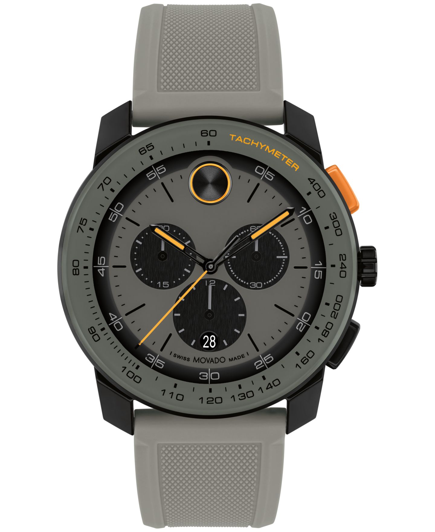 Мужские часы Movado Bold Tr90 Swiss Quartz Chrono Gray Silicone Watch 43.50mm — фото 1