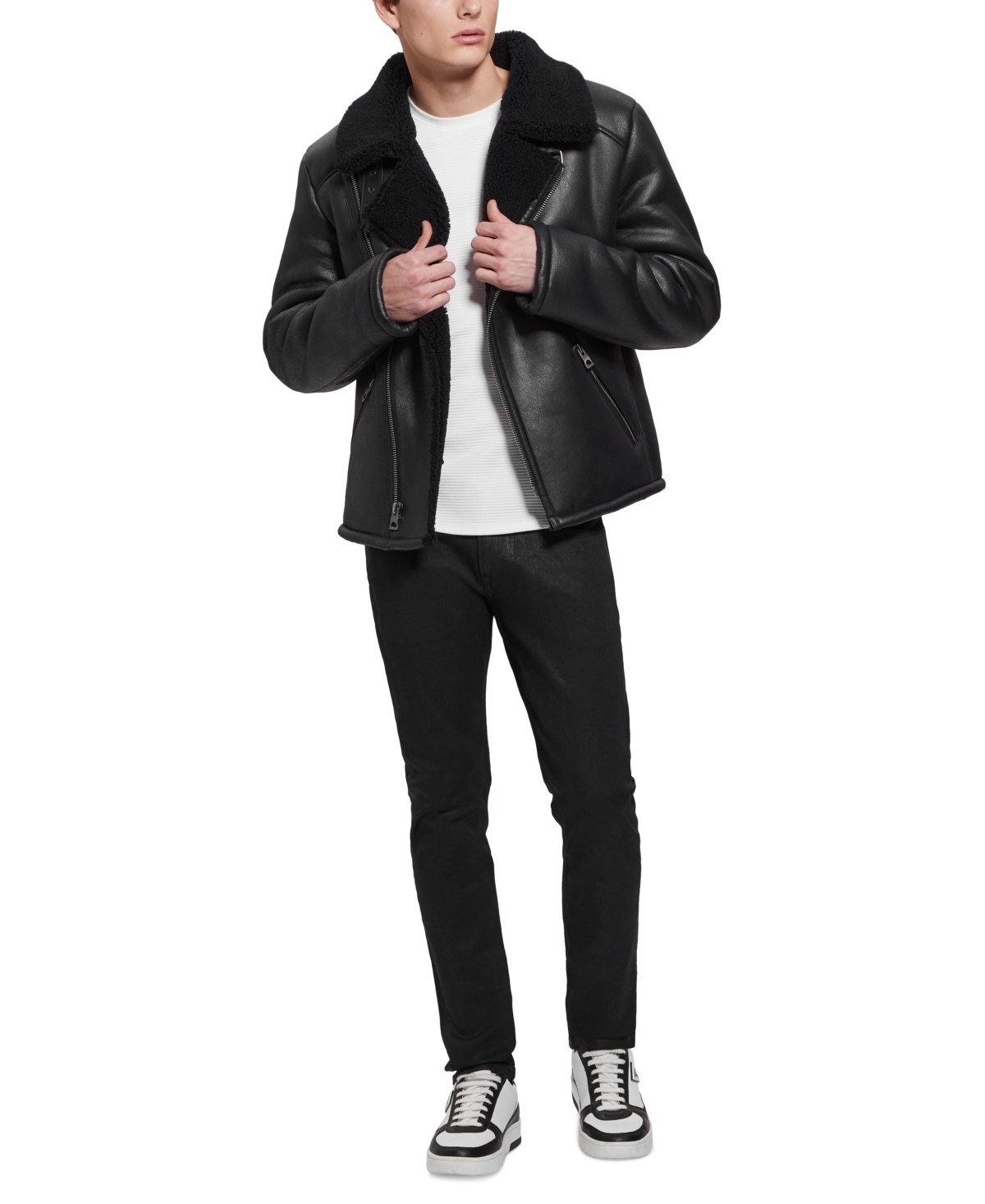 Guess Men's Toni Asymmetrical Faux Leather Jacket