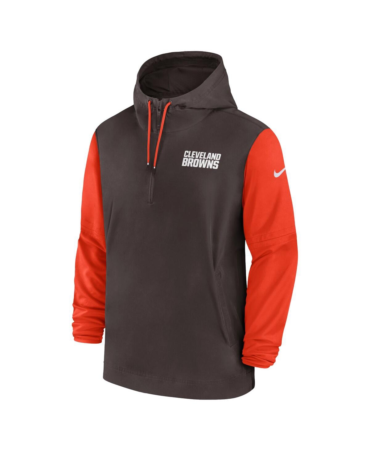 Nike Men'sOrange Cleveland Browns 2024/25 Sideline Pre-Game Player 1/2-Zip Hoodie Jacket - Brown, Orange