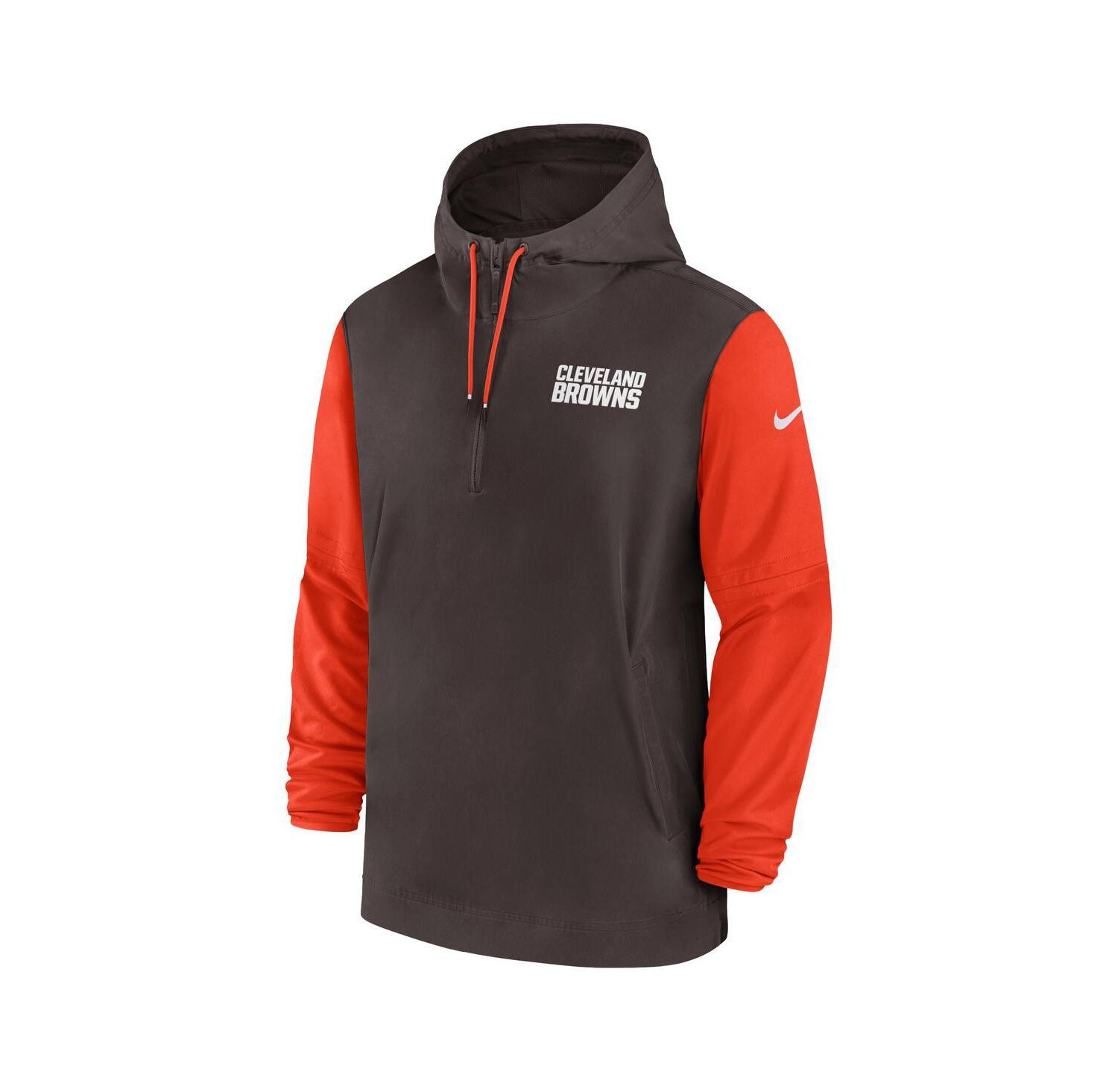 Men's Brown/Orange Cleveland Browns 2024/25 Sideline Pre-Game Player 1/2-Zip Hoodie Jacket