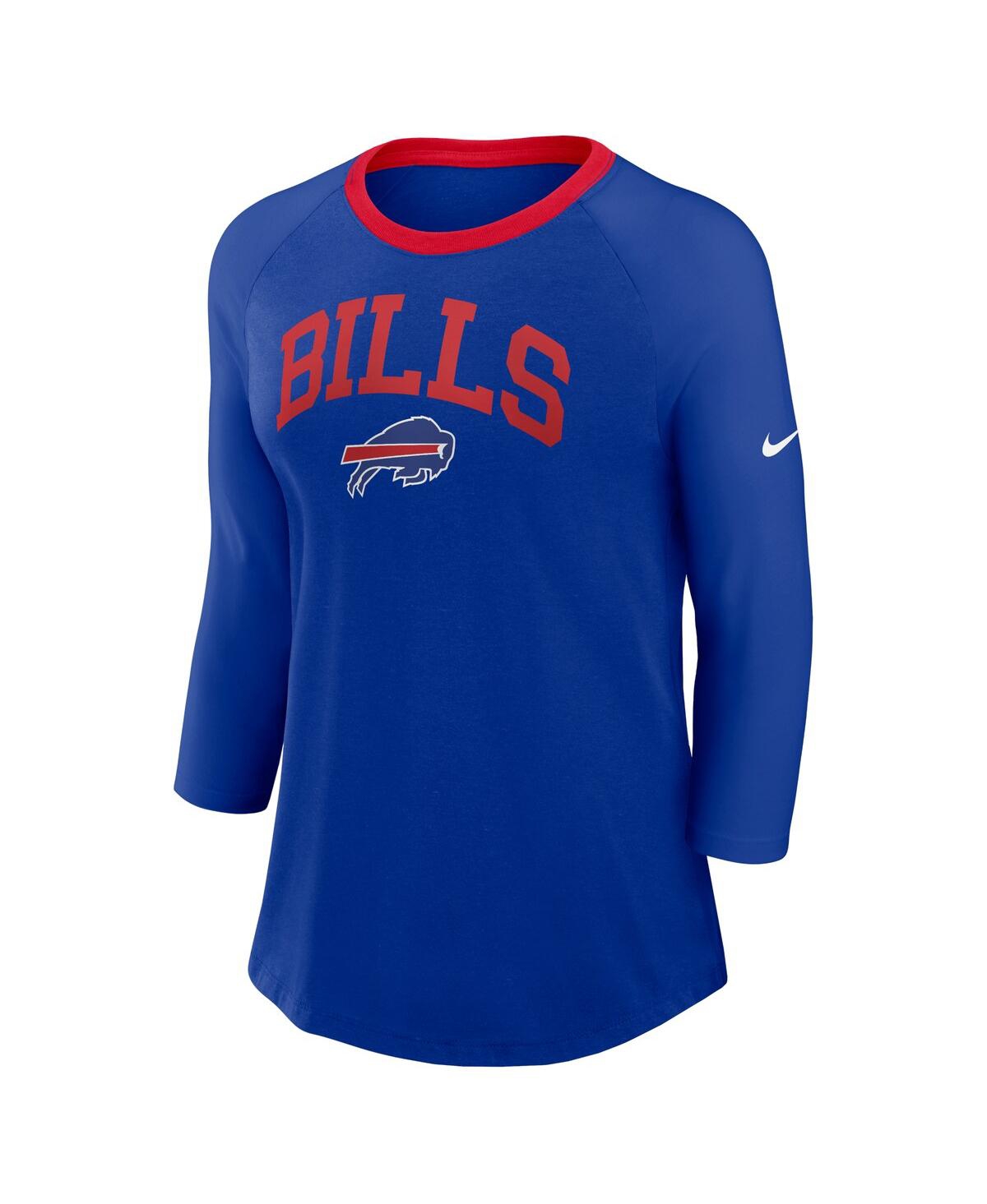 Nike Women's Royal Buffalo Bills Raglan 3/4 Sleeve T-shirt In Royal
