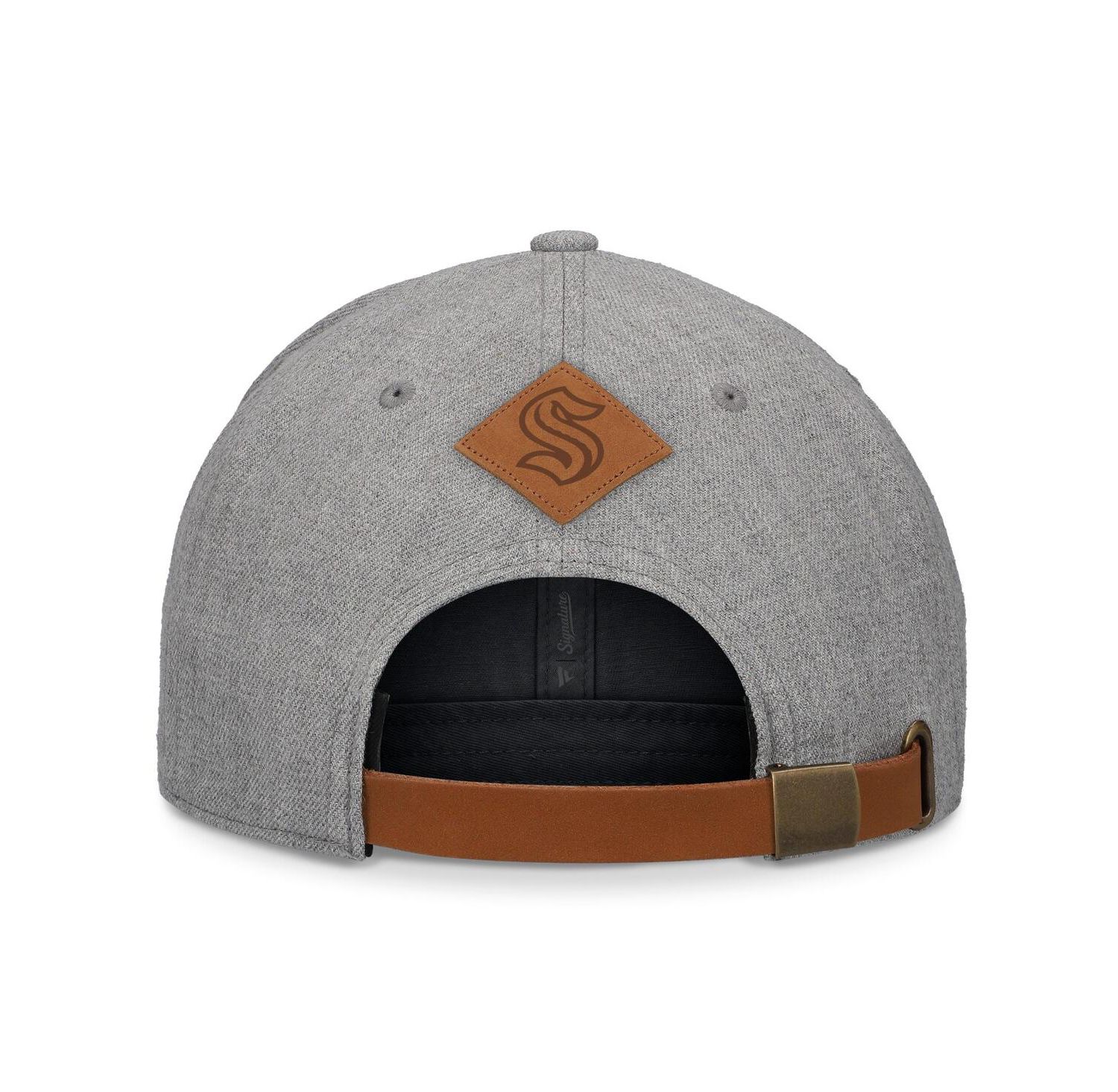 Men's Heather Gray Seattle Kraken Elements A-Frame Leather Strapback Hat
