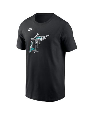 Men's Black Florida Marlins Cooperstown Collection Team Logo T-Shirt