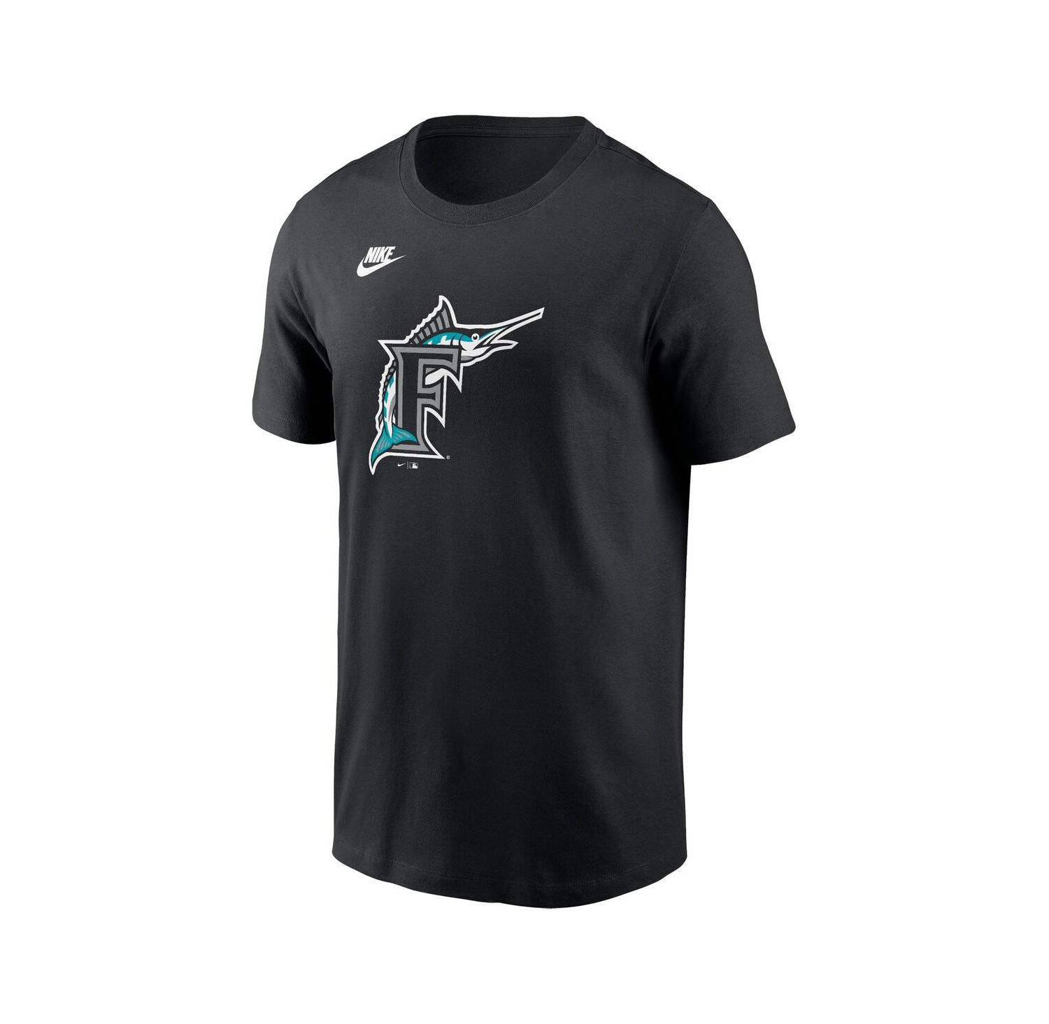 Men's Black Florida Marlins Cooperstown Collection Team Logo T-Shirt