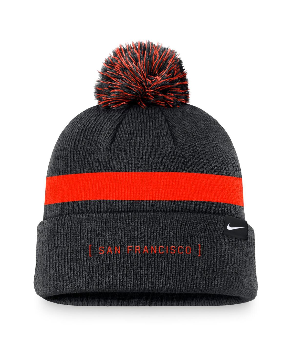 Nike Men'sSan Francisco Giants Hometown Peak Cuffed Knit Hat with Pom - Black