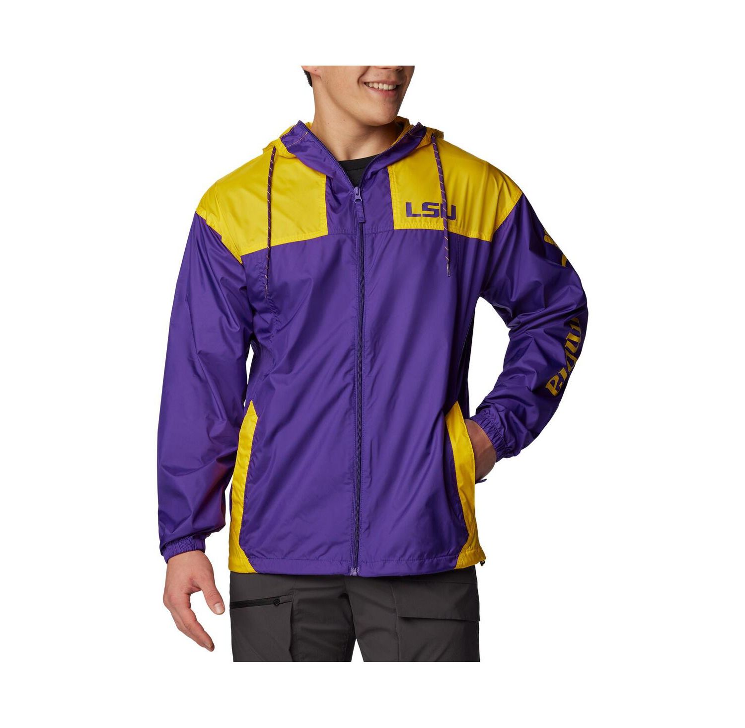 Men's Purple LSU Tigers Flash Challenger Omni-Shade Full-Zip Windbreaker Hoodie Jacket