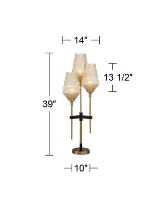 Axiom Modern Table Lamp 39" Tall Brass Black Metal Champagne Ribbed Glass Shade for Bedroom Living Room Bedside Nightstand Office