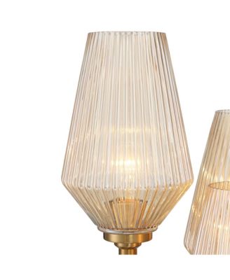 Axiom Modern Table Lamp 39" Tall Brass Black Metal Champagne Ribbed Glass Shade for Bedroom Living Room Bedside Nightstand Office