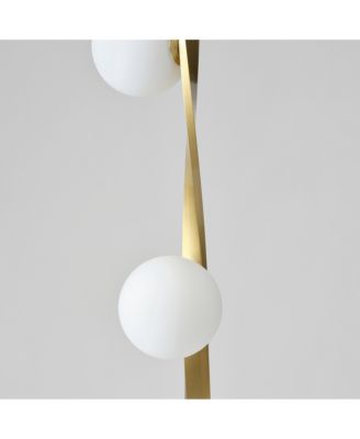 Nola Contemporary Twist Gold LED Floor Lamp with Globe Shades (60")