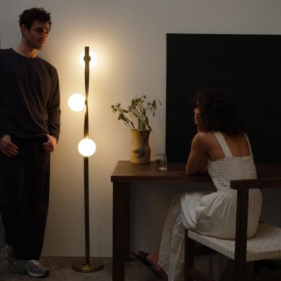 Nola Contemporary Twist Gold LED Floor Lamp with Globe Shades (60")