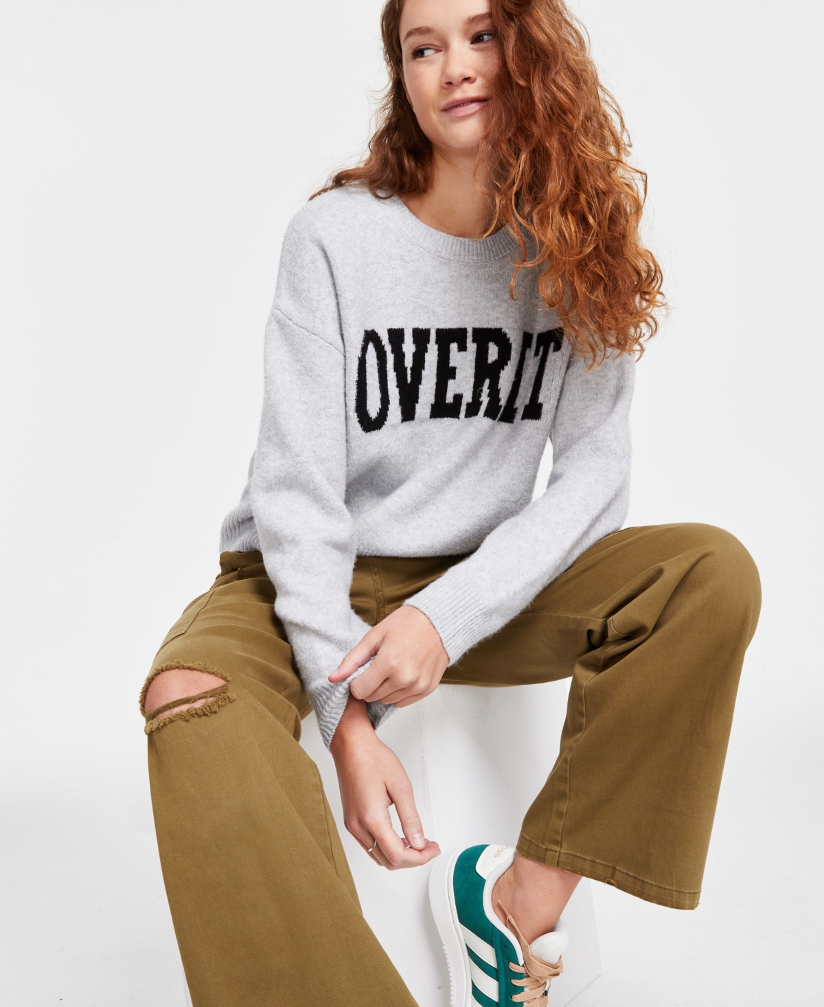 Hooked Up By Iot Juniors' "it Girl" Crewneck Sweater In Over It
