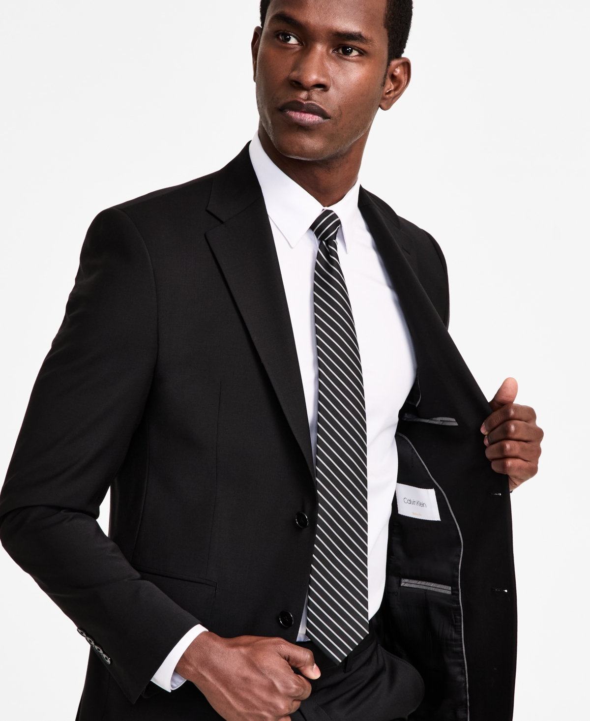 Shop Calvin Klein Men's Skinny-fit Wool Blend Suit Jacket In Black