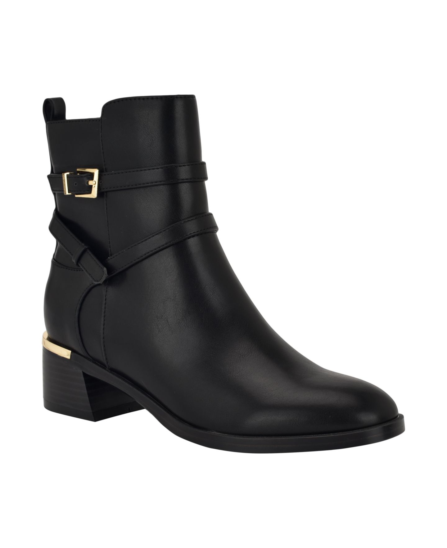 Женские ботинки Calvin Klein Jasen Buckle Strap Block Heel Booties, цвет: Чёрный, вариант 1 — фото 1