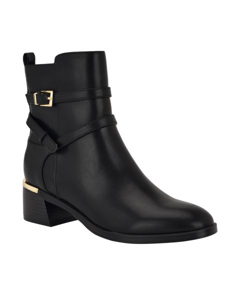 Женские ботинки Calvin Klein Jasen Buckle Strap Block Heel Booties, цвет: Чёрный