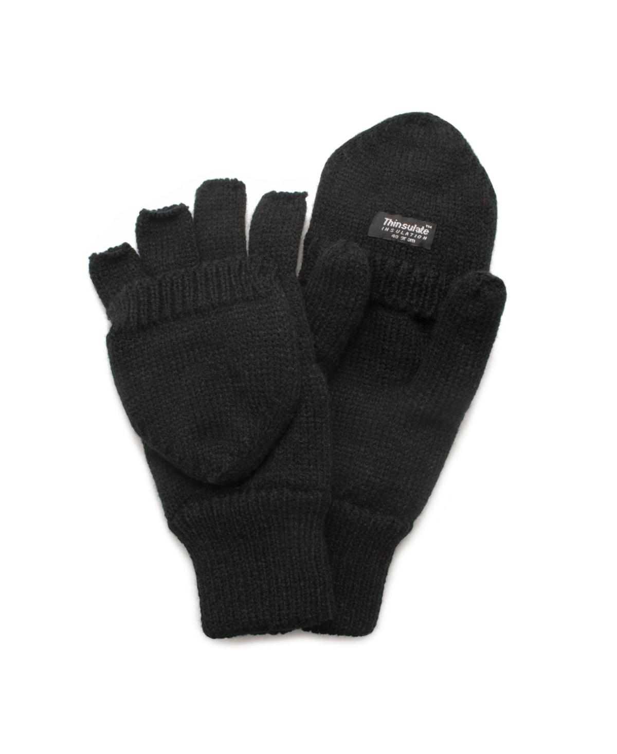Men's Unisex Knit Flip Gloves , Brown, Large - Brown