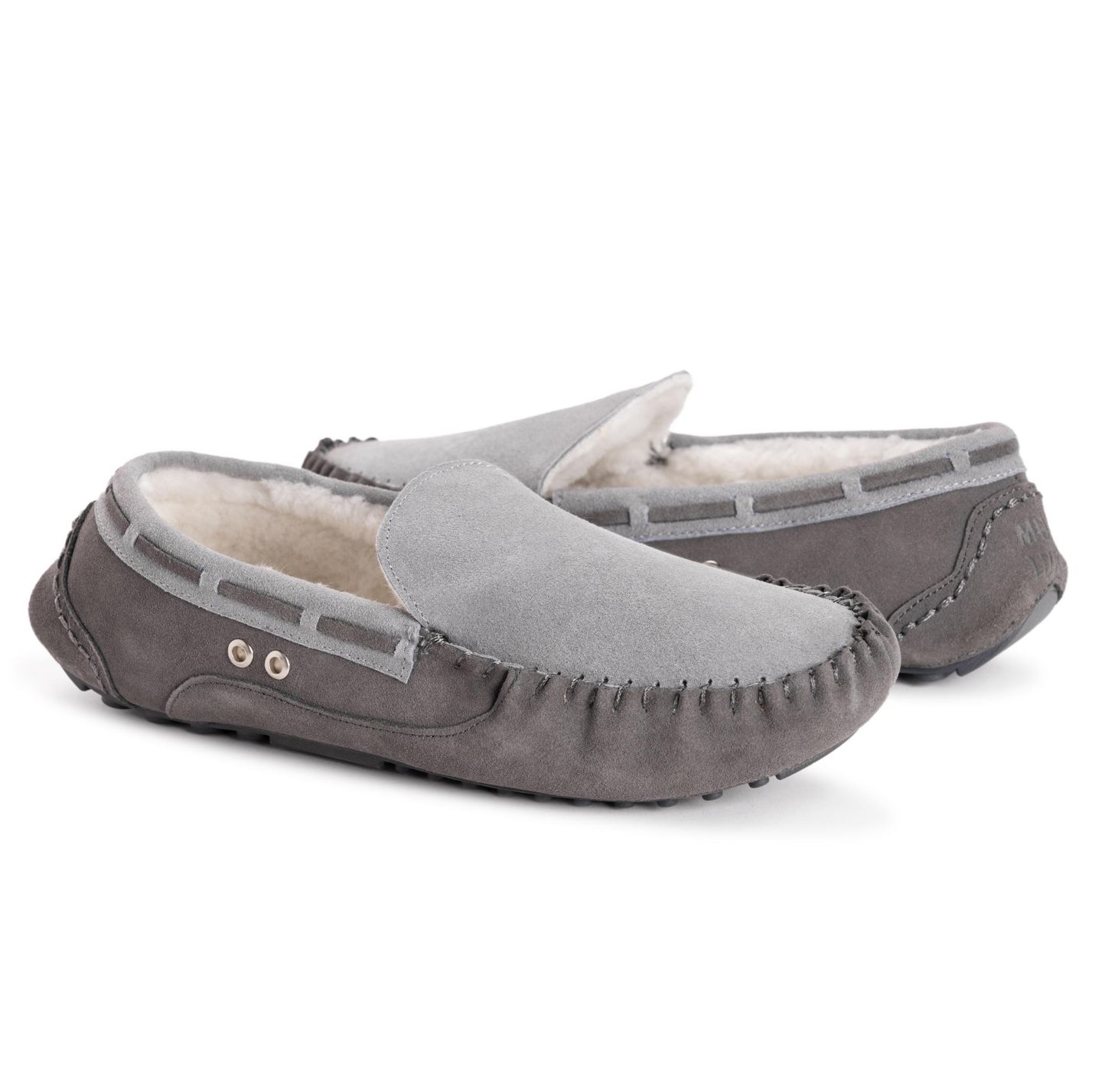 Мужские тапочки MUK LUKS Everett Moccasin Slippers, цвет: Тёмный серый — фото 4