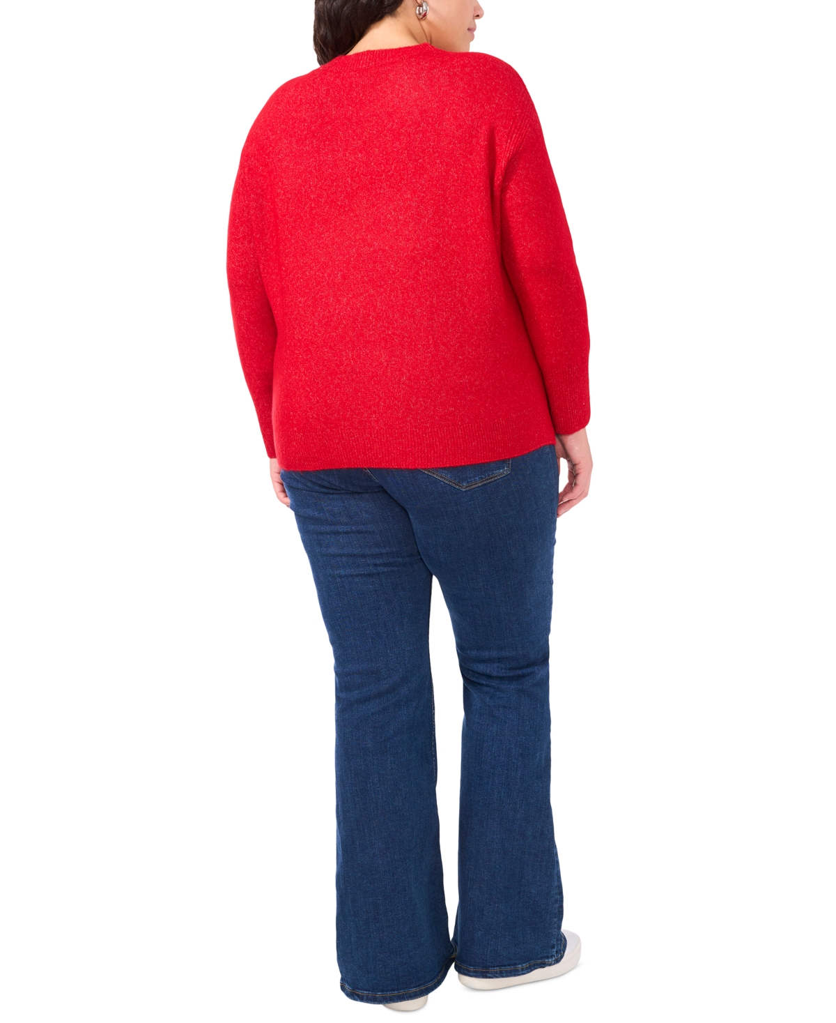 VINCE CAMUTO PLUS SIZE RIBBED-FRONT CREWNECK SWEATER 