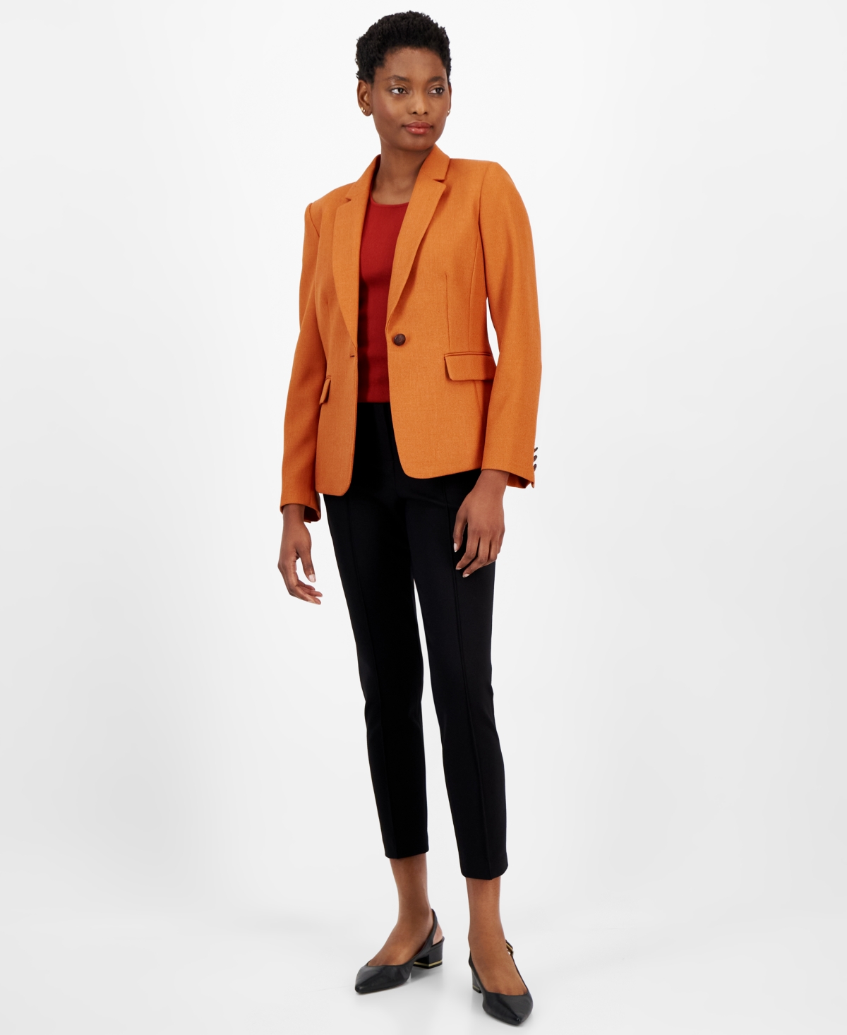 Tahari Asl Women's Peak-Lapel Single-Button Long-Sleeve Blazer