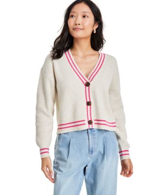 On 34th - Women's V-Neck Tipped Cardigan