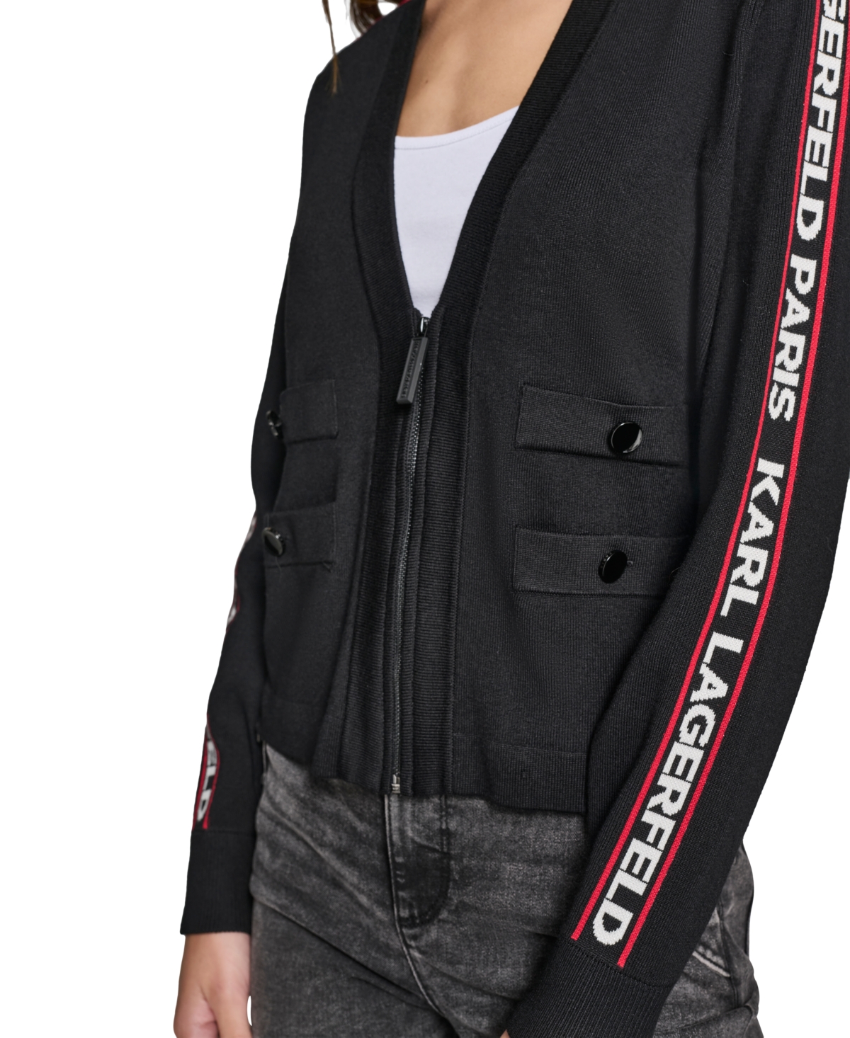 Karl Lagerfeld Paris Women's Logo-Tape Cardigan