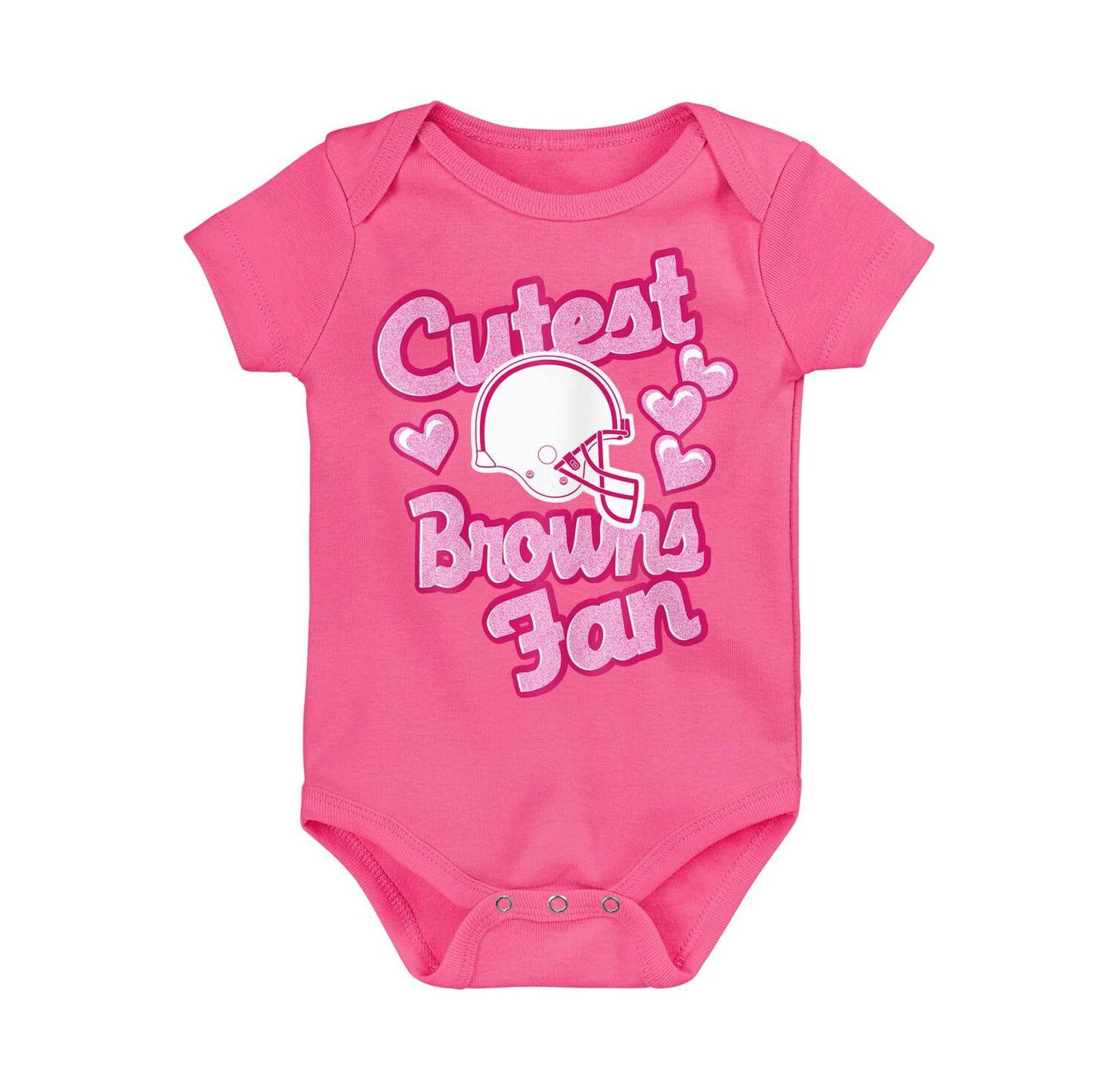 Baby Boys and Girls Pink Cleveland Browns Cutest Fan Hearts Bodysuit