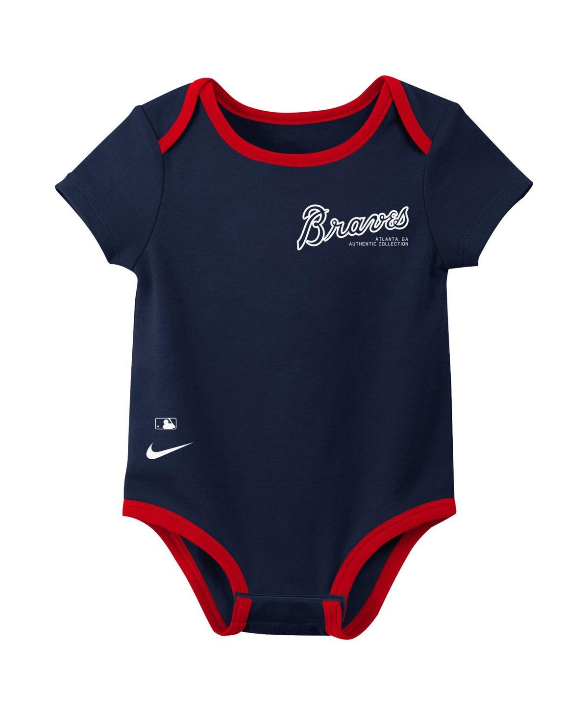 NIKE BABY BOYS AND GIRLS ATLANTA BRAVES AUTHENTIC COLLECTION THREE-PACK BODYSUIT SET 
