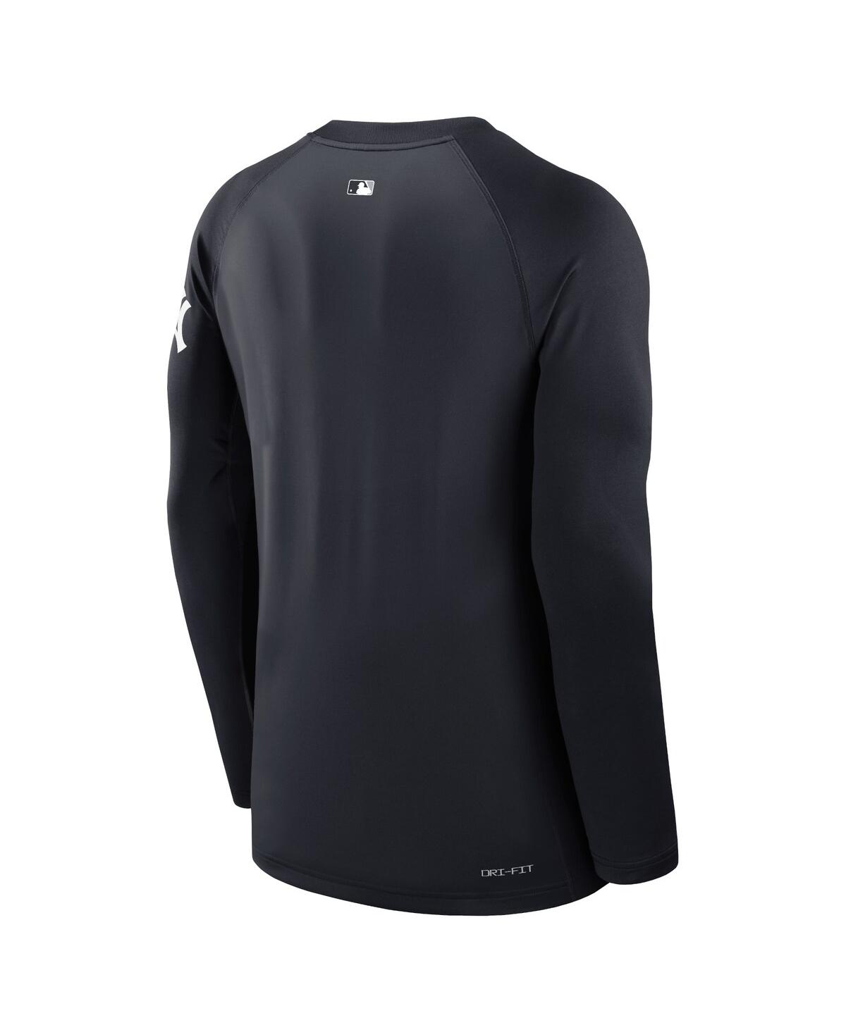 Nike Men s Navy New York Yankees Authentic Collection Game Time Raglan Performance Long Sleeve T Shirt Navy Smart Closet