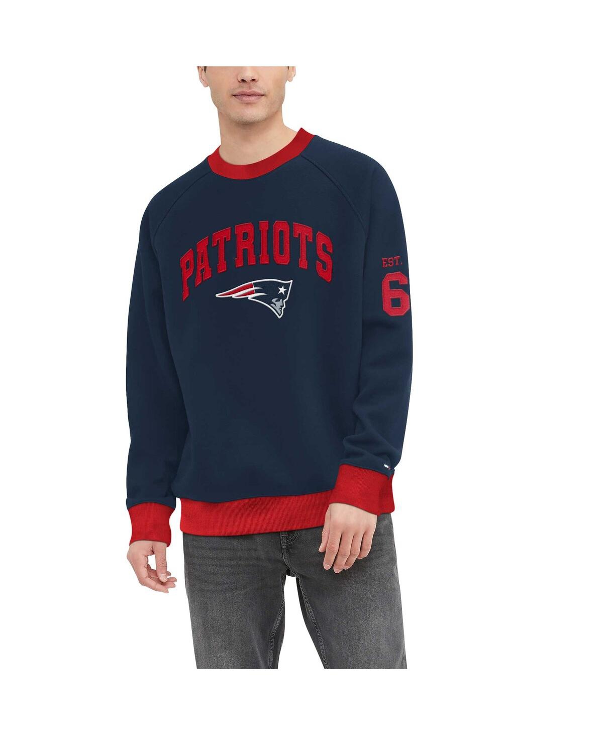 Men's Navy New England Patriots Reese Raglan Tri-Blend Pullover Sweatshirt - Navy, Red