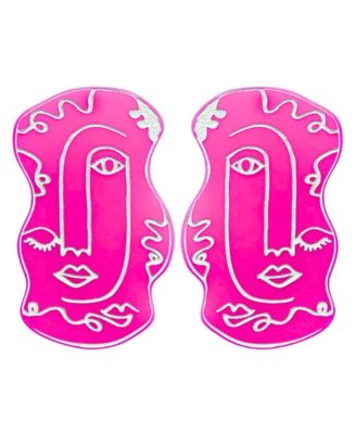 Swanky Designs Hand Drawn Abstract Studs - Pink