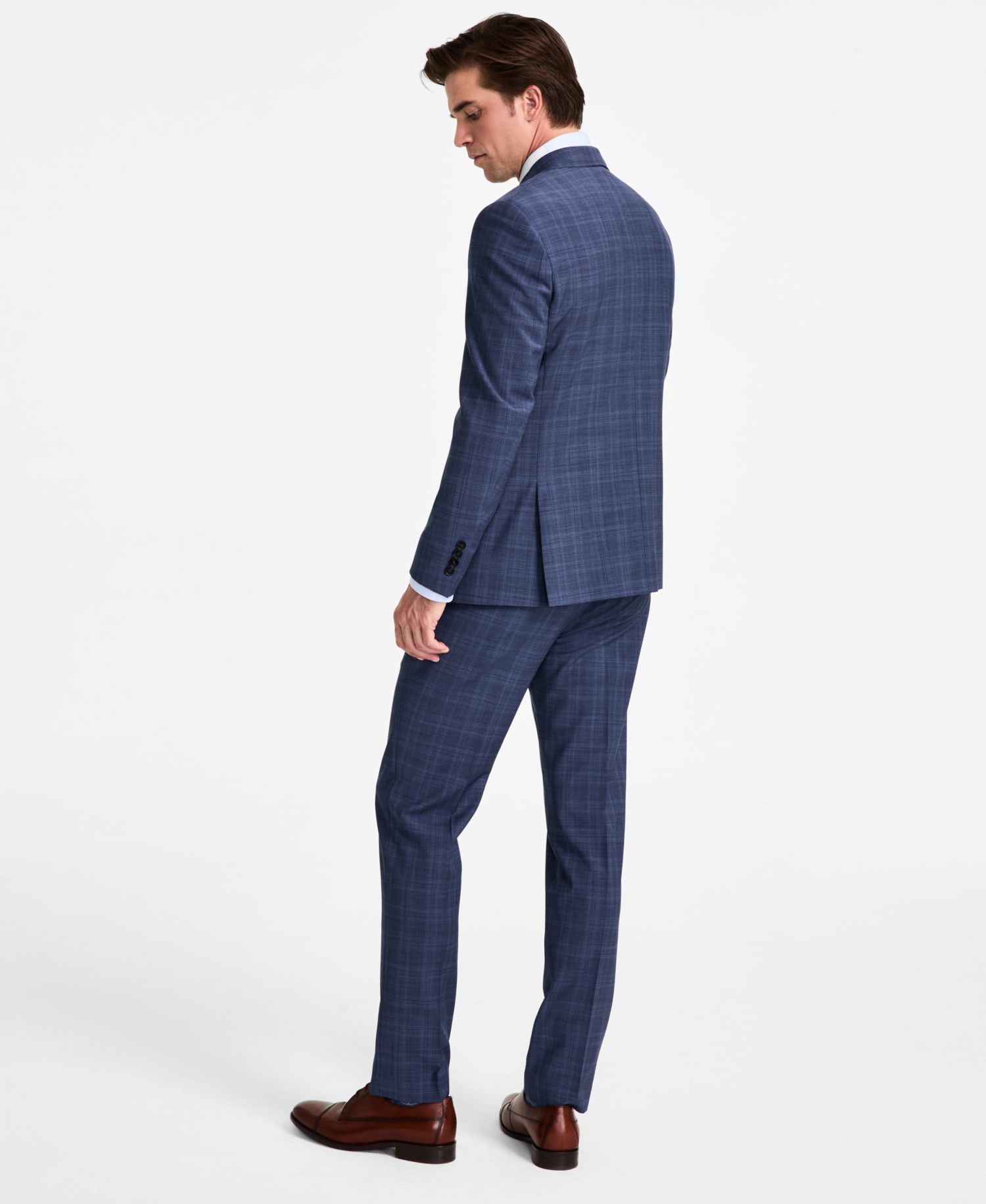 Men's Slim-Fit Wool-Blend Plaid Suit Separates
