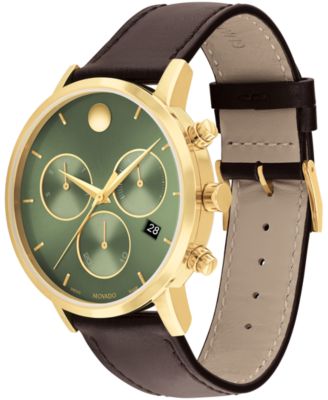 Men's Museum Classic Swiss Quartz Chrono Brown Leather Watch 42mm