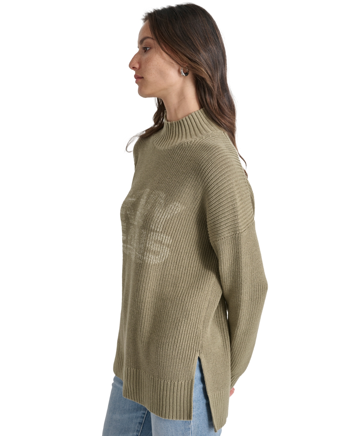 Dkny Jeans Women's Mock Neck Logo Sweater