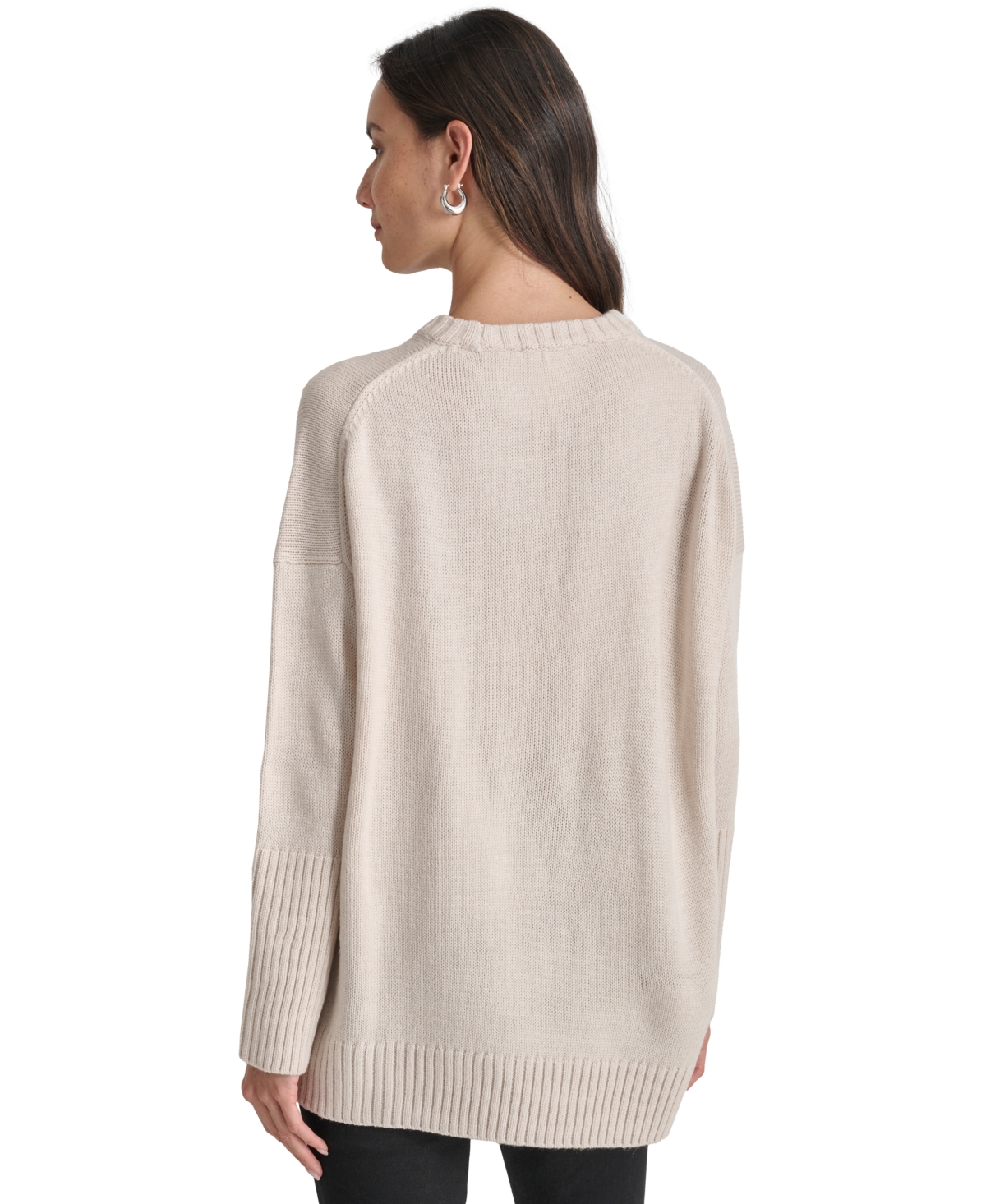 Dkny Jeans Women's Varsity Logo Crewneck Sweater - 2HI - CORT HTR/BK