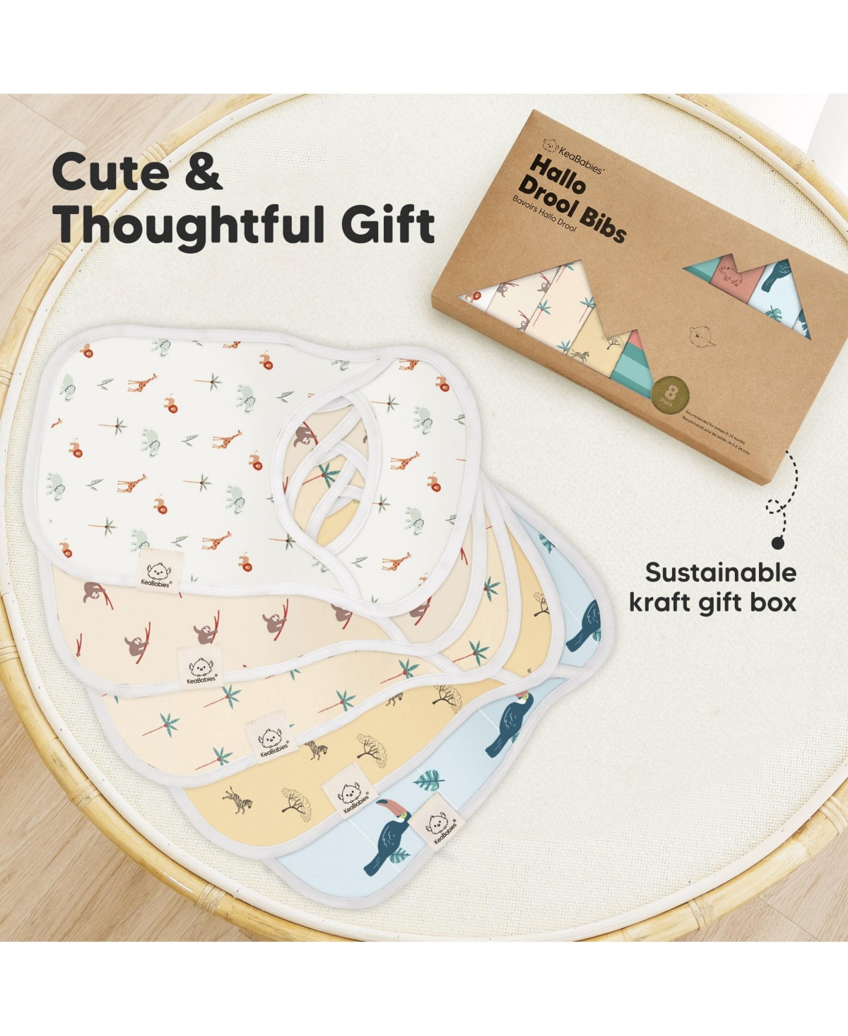 KeaBabies Baby Boys 8-Pack Bibs for Boys, Girls, Pull-on Bibs Drool Bibs Bib Unisex