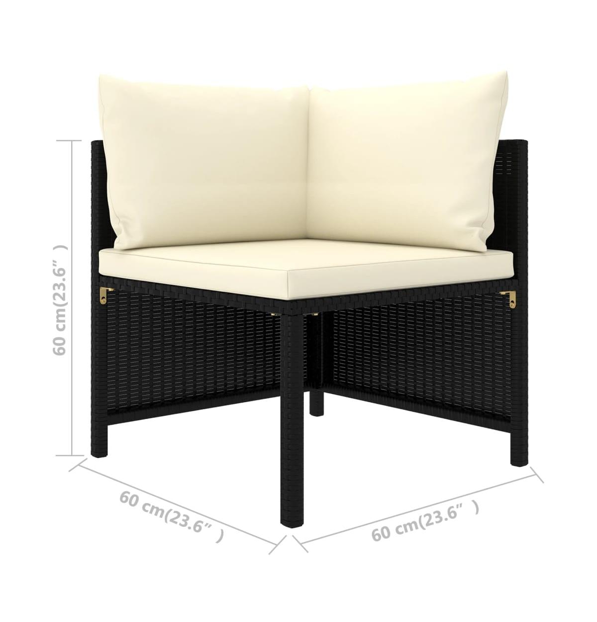 vidaXL 4 Piece Patio Sofa Set with CushionsPoly Rattan - Black