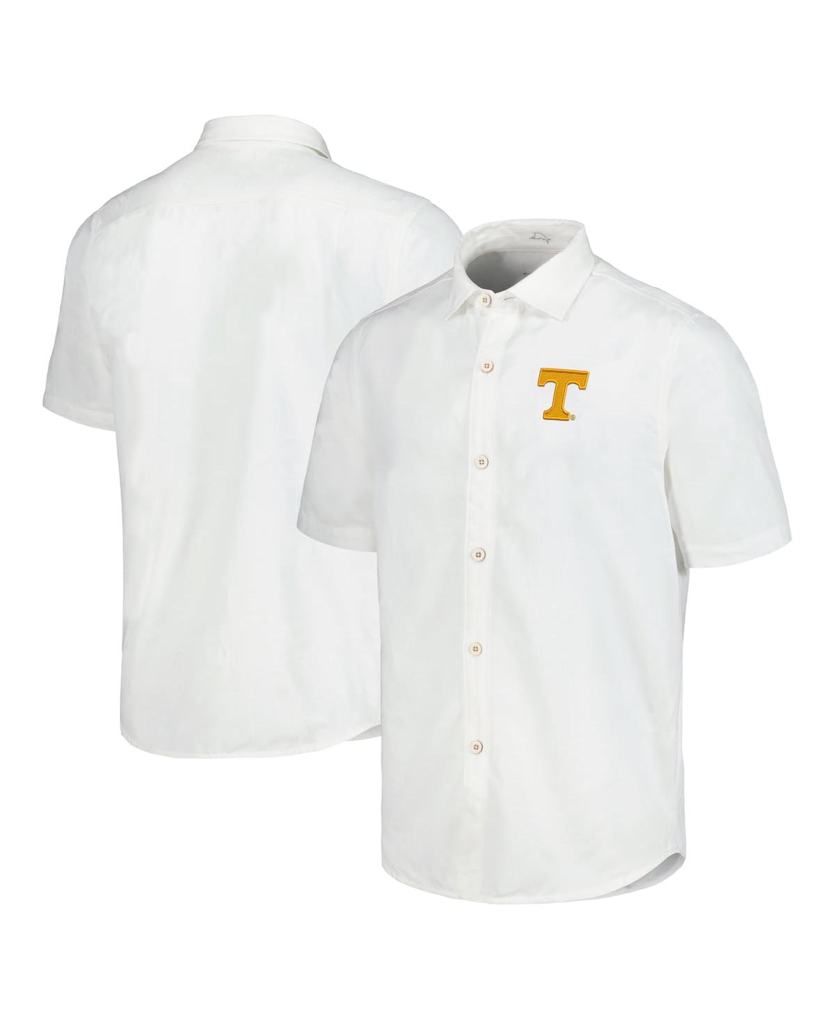 Tommy Bahama Men's White Tennessee Volunteers Coconut Point Palm Vista Islandzone Camp Button-up Shirt In White