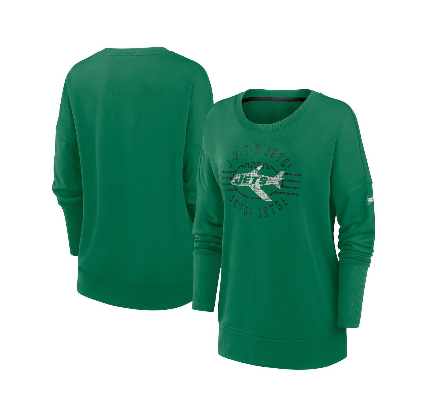 Women's Green New York Jets Rewind Playback Icon Performance Pullover Sweatshirt