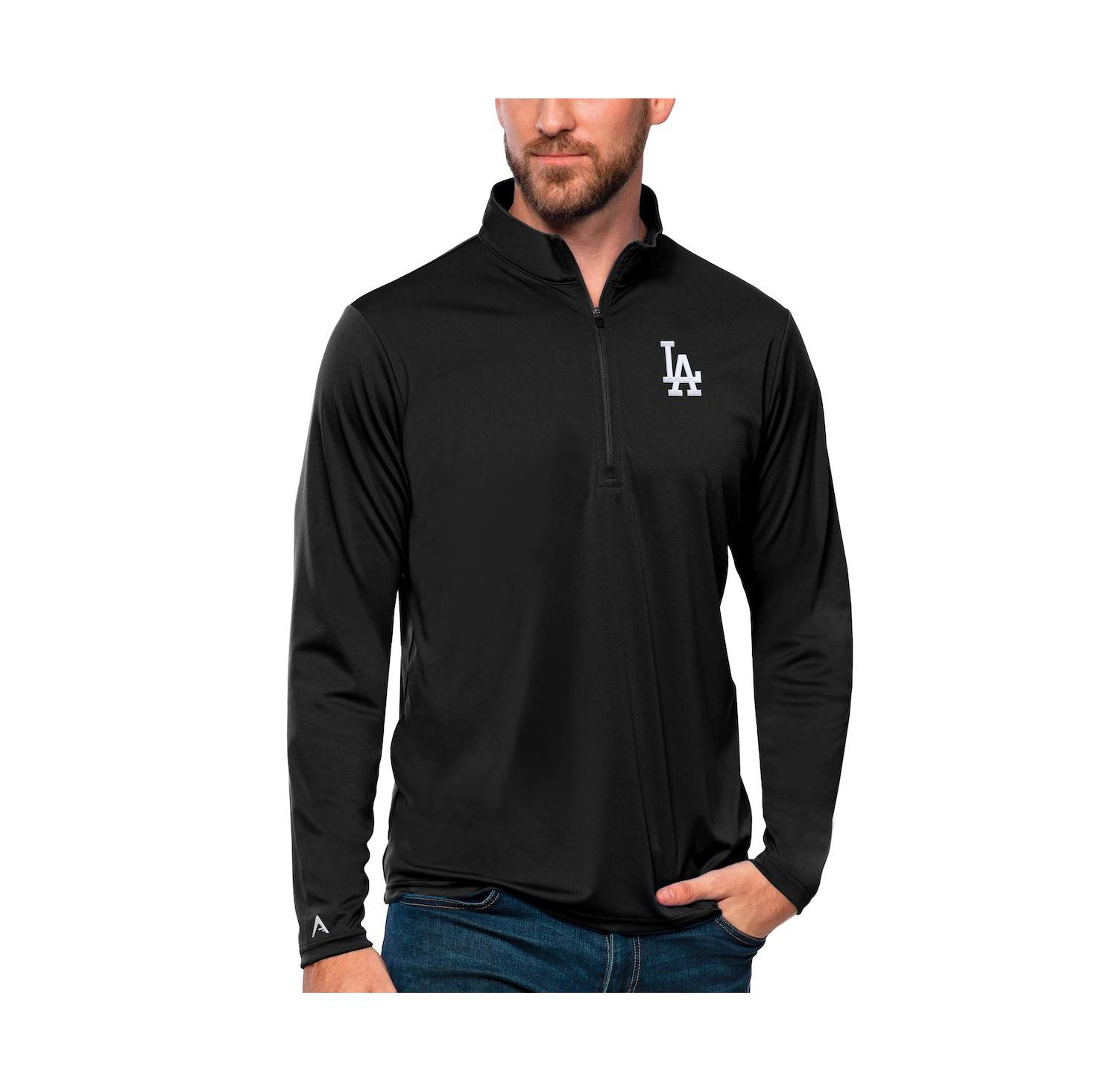 Men's Black Los Angeles Dodgers Tribute Quarter-Zip Pullover Top